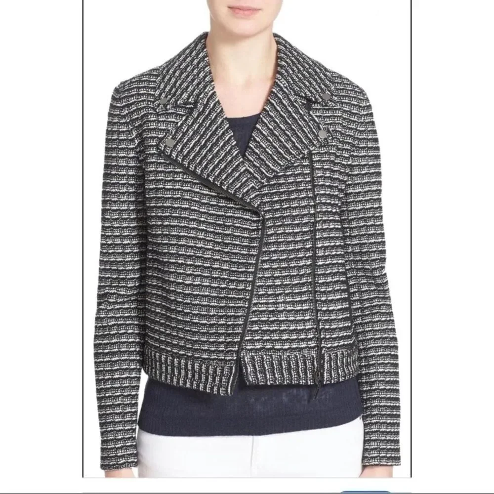 New Tory Burch Raffia Knit Tweed Moto jacket NWT - Picture 8 of 8